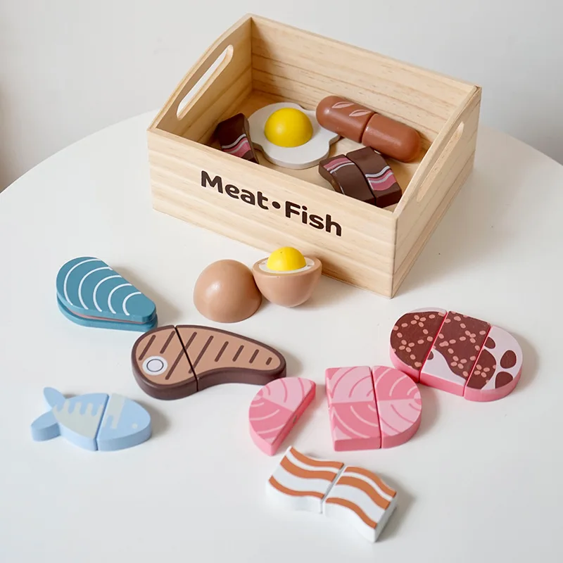 Wooden Kids Kitchen Playset with Cutting Food Accessories - Fruits, Vegetables & Bakery Toys - Image 9