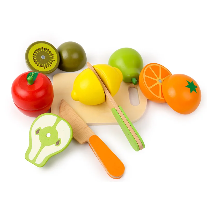 Wooden Kitchen Pretend Play Set - Montessori Cutting Fruits & Vegetables Toy for Kids - Image 5