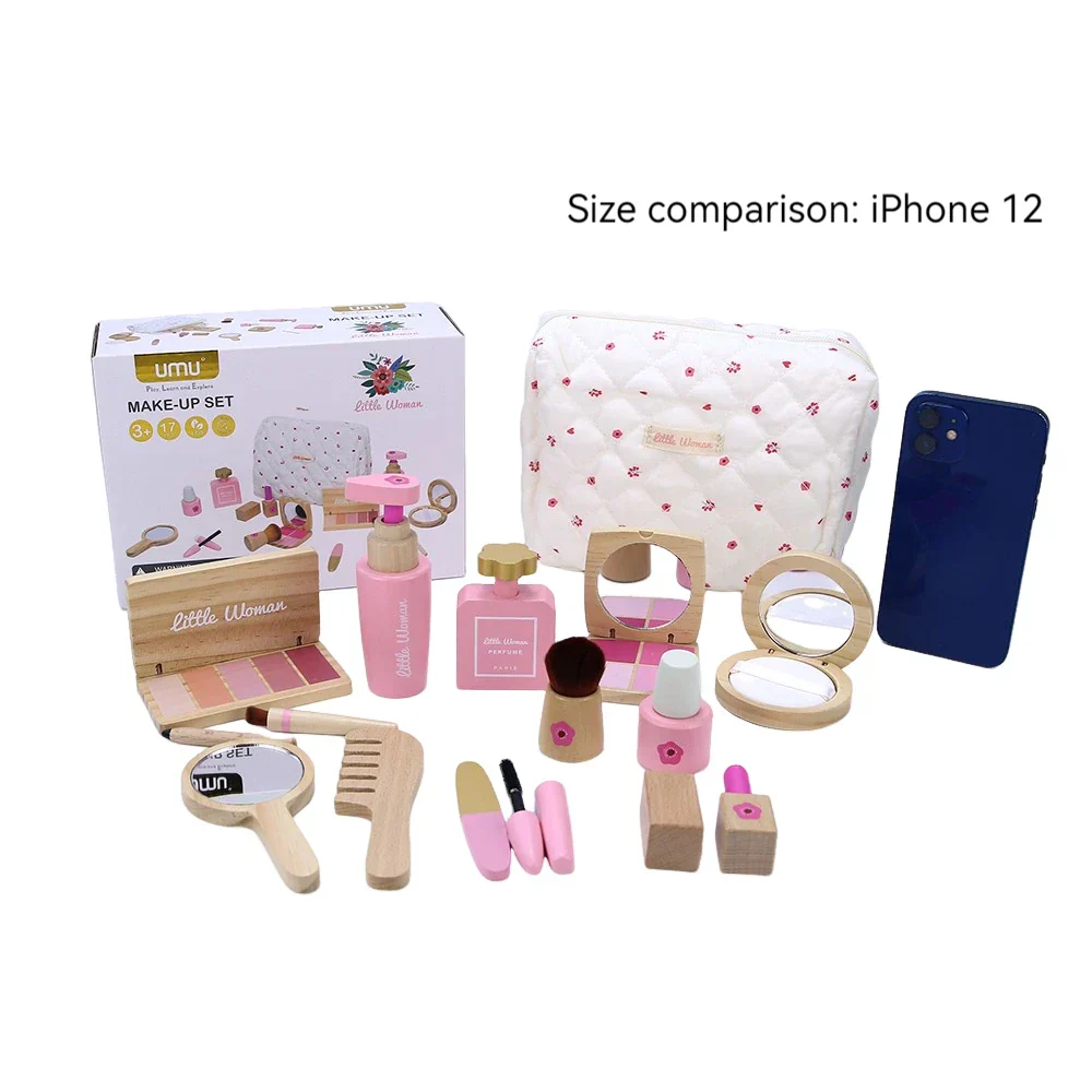 Wooden Makeup Set For Kids Pretend Play Cosmetic Kit Back To School 2025 Gift Safe Non Toxic - Image 3