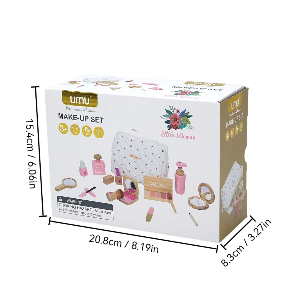 Wooden Makeup Set For Kids Pretend Play Cosmetic Kit Back To School 2025 Gift Safe Non Toxic - Image 4