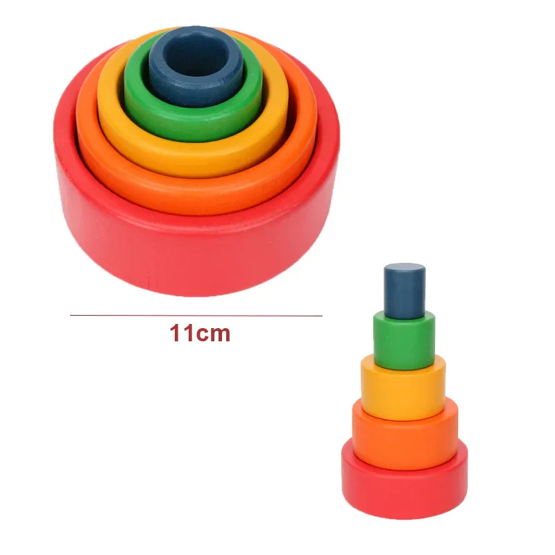 Wooden Rainbow Blocks Montessori Stacking Toys Wood Building Blocks Back to School 2025 Educational STEM Gift - Image 4