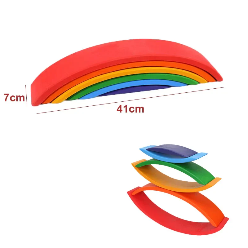 Wooden Rainbow Blocks Montessori Stacking Toys Wood Building Blocks Back to School 2025 Educational STEM Gift - Image 6