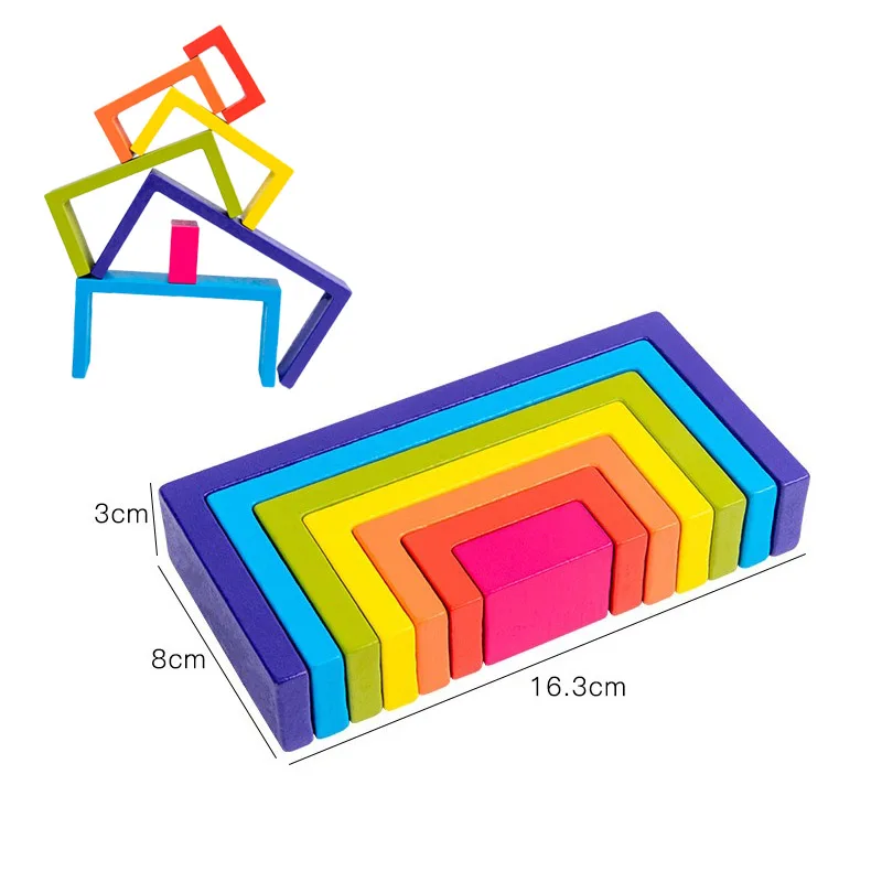 Wooden Rainbow Blocks Montessori Stacking Toys Wood Building Blocks Back to School 2025 Educational STEM Gift - Image 7