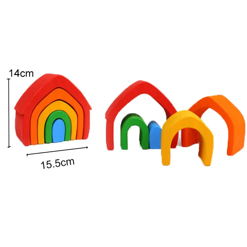 Wooden Rainbow Blocks Montessori Stacking Toys Wood Building Blocks Back to School 2025 Educational STEM Gift - Image 8