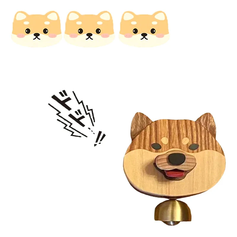 Wooden Shiba Inu Wind Chime Doorbell - Magnetic Shopkeepers Bell for Door Opening - Image 3