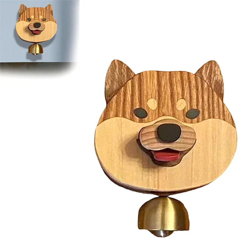 Wooden Shiba Inu Wind Chime Doorbell - Magnetic Shopkeepers Bell for Door Opening - Image 4