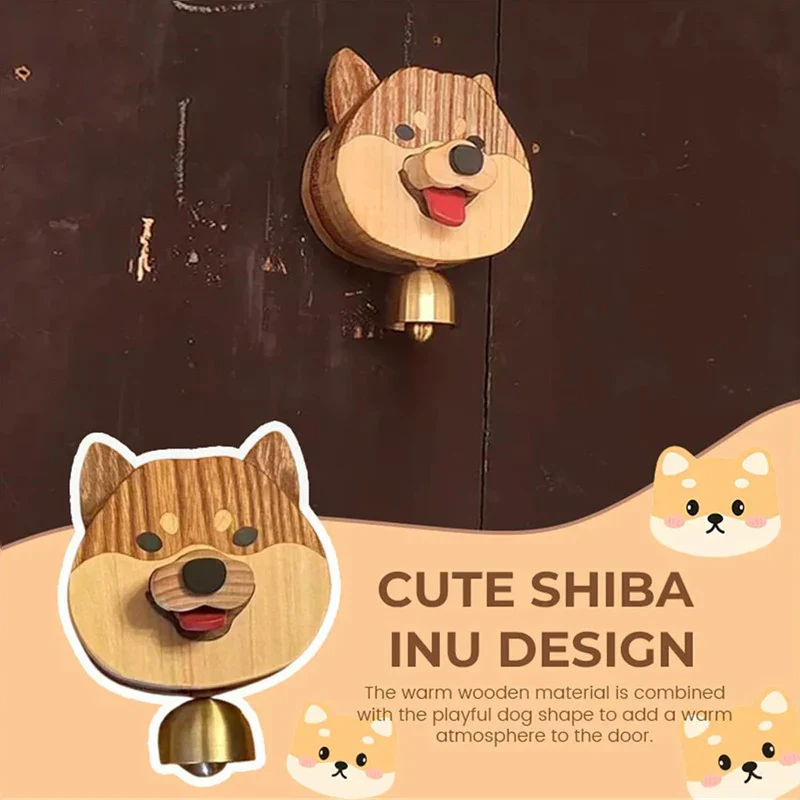 Wooden Shiba Inu Wind Chime Doorbell - Magnetic Shopkeepers Bell for Door Opening - Image 6