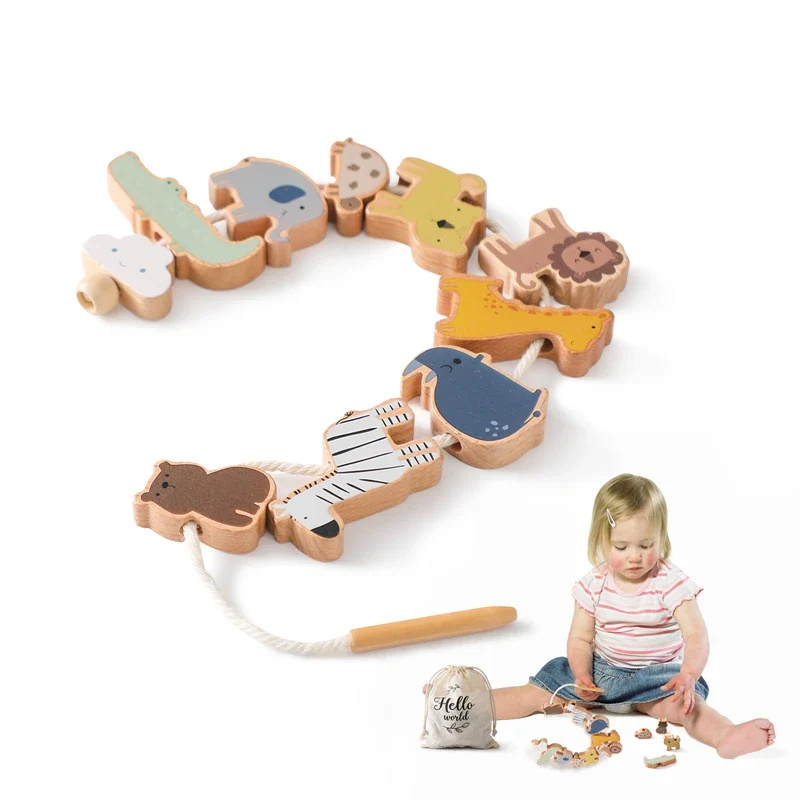 Wooden Stacking Toy Set for Babies and Toddlers, Montessori Animal Threading Toy, Educational Fine Motor Skills Development - Image 7