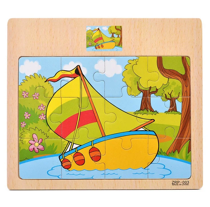 Wooden Vehicle Animal Puzzles for Kids Educational Gift - Image 3