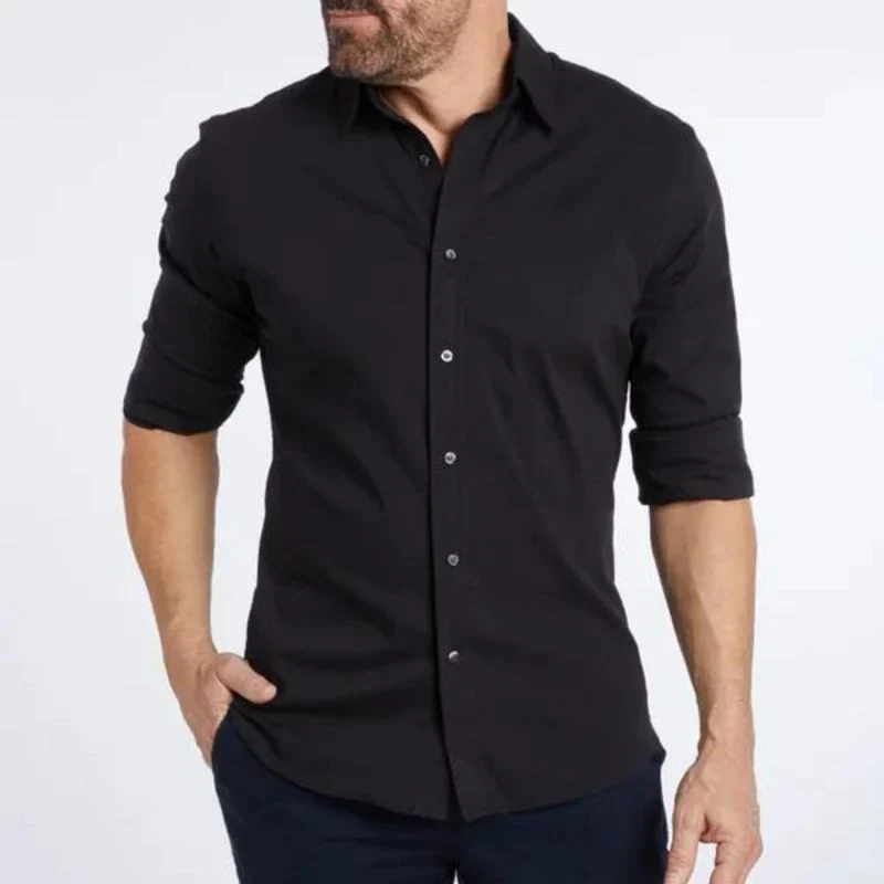 Wrinkle-Free Men's Blouse with Hidden Zipper, Breathable and Durable Fabric, Tailored Fit, Available in Multiple Colors - Image 2