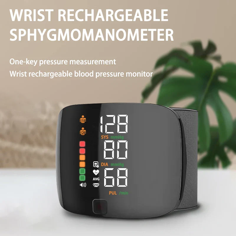 Wrist Blood Pressure Monitor Rechargeable Smart Touch LCD Voice Tonometer Home Health Fall 2025 Accurate Heart Rate