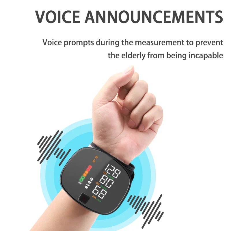 Wrist Blood Pressure Monitor Rechargeable Smart Touch LCD Voice Tonometer Home Health Fall 2025 Accurate Heart Rate - Image 5