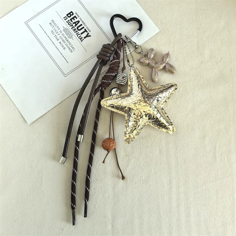 Y2K Leather Star Keychain Dachshund Bag Charm Anti Lost - Image 11