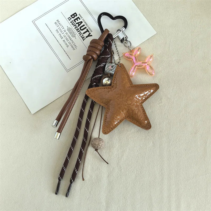 Y2K Leather Star Keychain Dachshund Bag Charm Anti Lost - Image 9