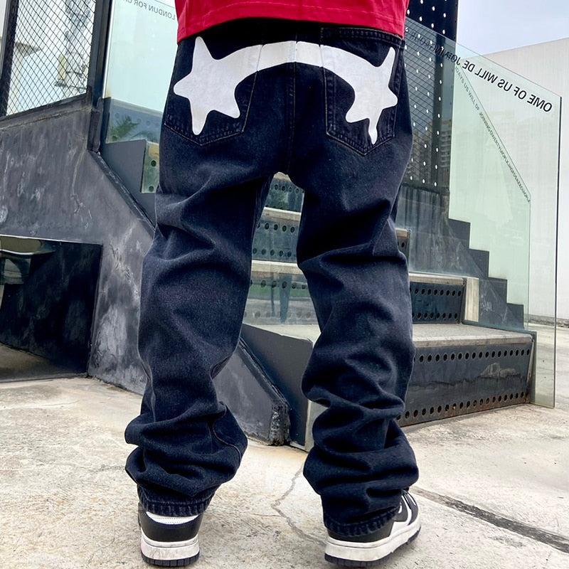 Y2K Print Jeans with Vibrant Designs, Relaxed Fit, Comfortable Denim for Trendy Style - Image 3