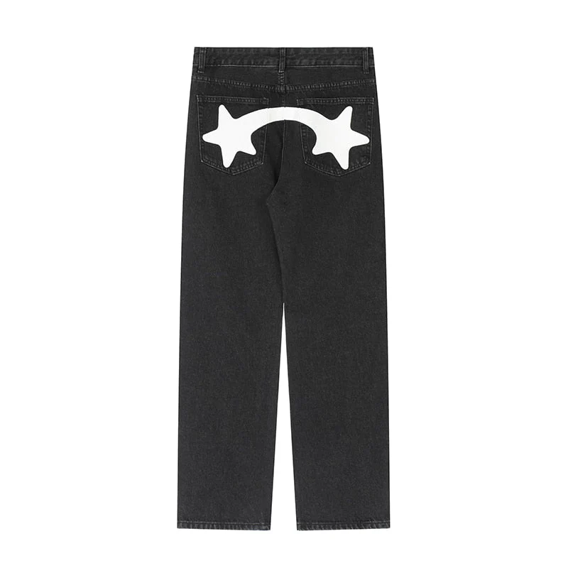 Y2K Print Jeans with Vibrant Designs, Relaxed Fit, Comfortable Denim for Trendy Style - Image 4