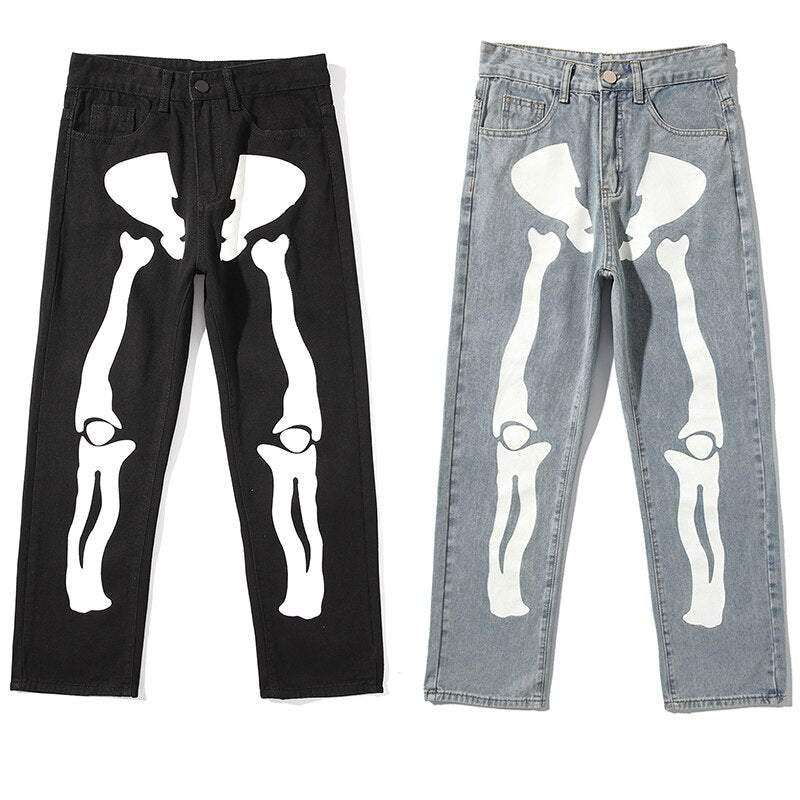 Y2K Skeleton Pants Unisex Cotton-Polyester Blend with Striking Skeleton Designs and Multiple Pockets - Image 5