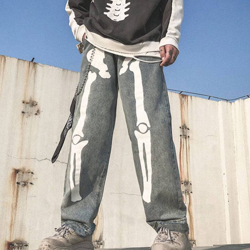 Y2K Skeleton Pants Unisex Cotton-Polyester Blend with Striking Skeleton Designs and Multiple Pockets - Image 7