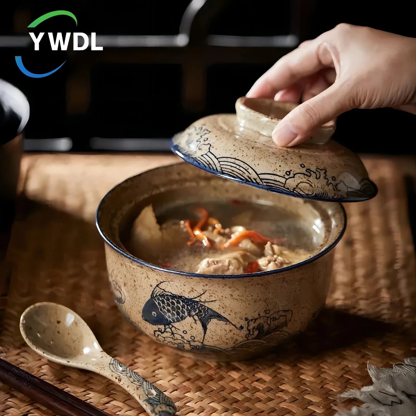 Instant Ramen Bowl With Lid Porcelain Large Capacity - Image 8