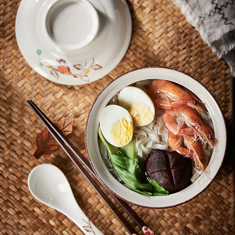 Instant Ramen Bowl With Lid Porcelain Large Capacity - Image 9