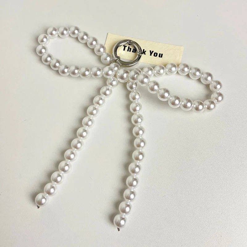 Beaded Pearl Bow Keychain Y2K Bag Charm Cute Gift Accessory - Image 12