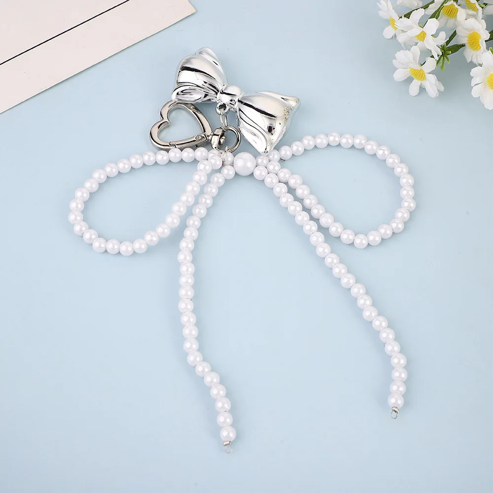 Beaded Pearl Bow Keychain Y2K Bag Charm Cute Gift Accessory - Image 14