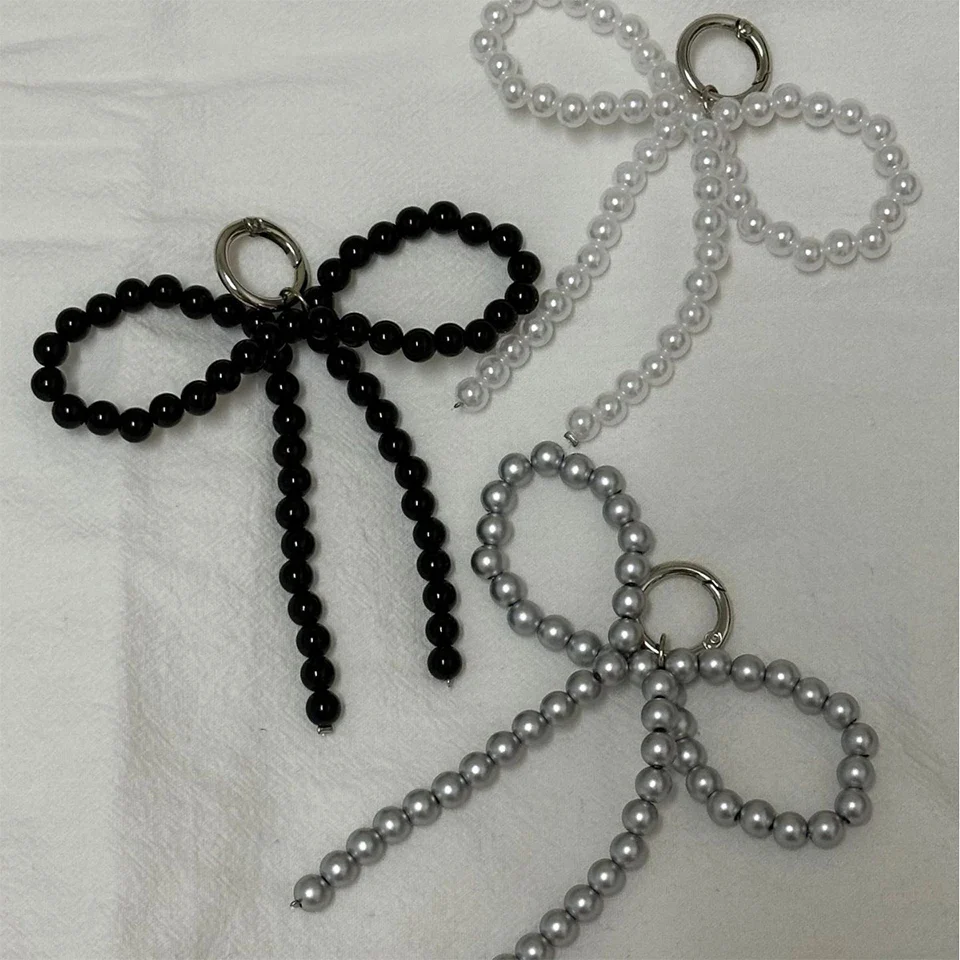 Beaded Pearl Bow Keychain Y2K Bag Charm Cute Gift Accessory - Image 5