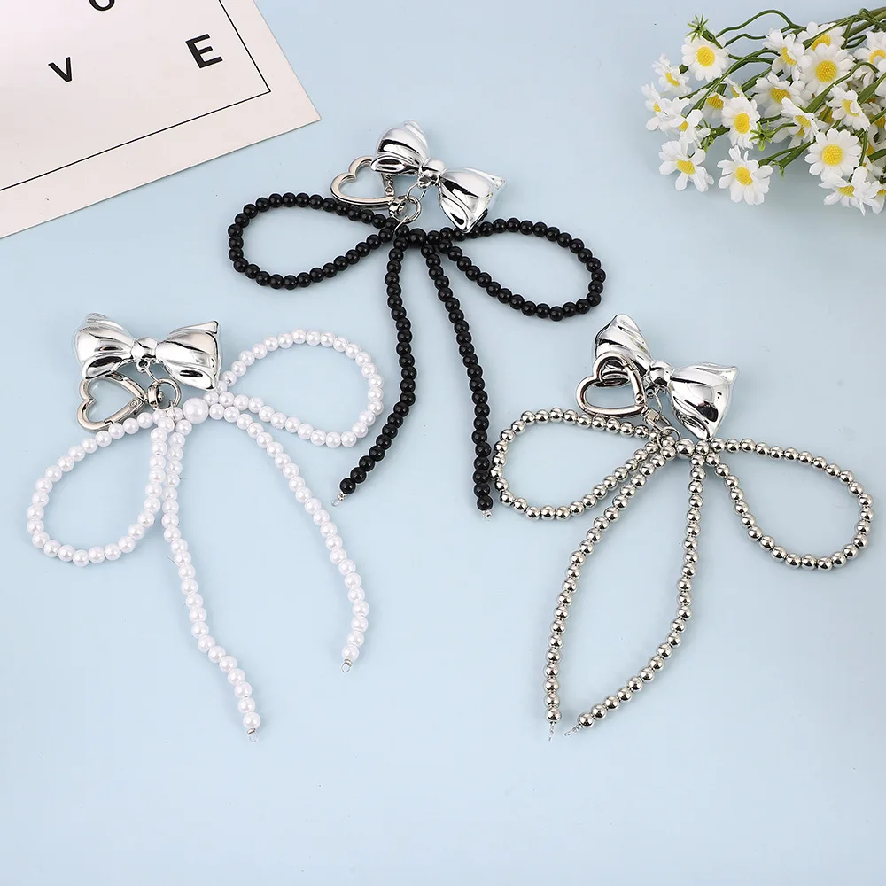 Beaded Pearl Bow Keychain Y2K Bag Charm Cute Gift Accessory - Image 6
