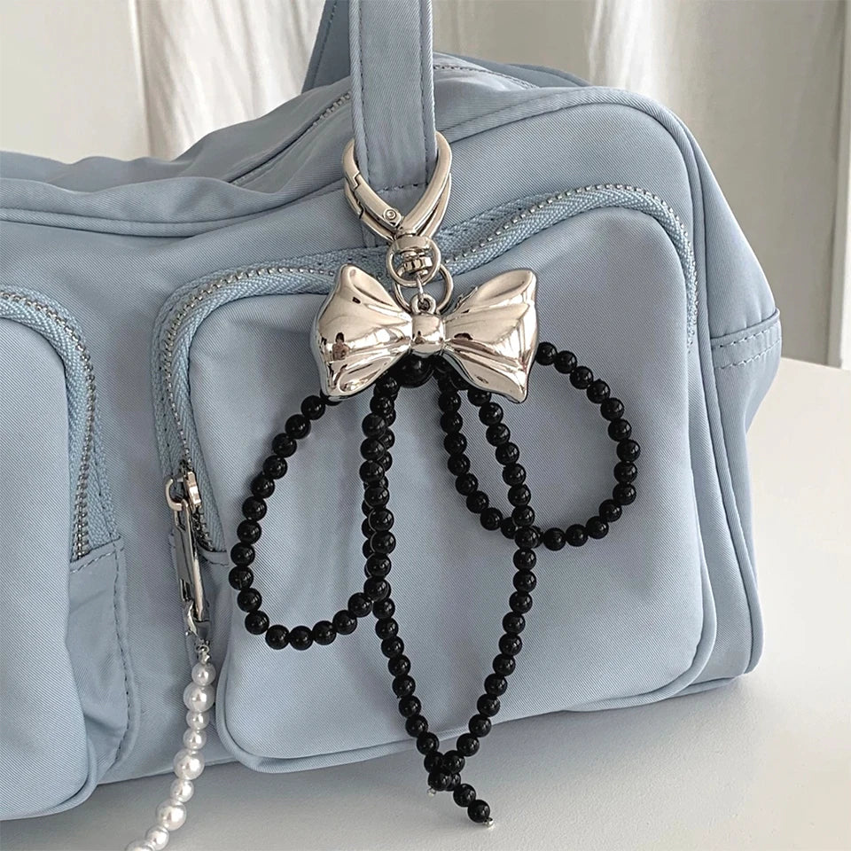 Beaded Pearl Bow Keychain Y2K Bag Charm Cute Gift Accessory - Image 7