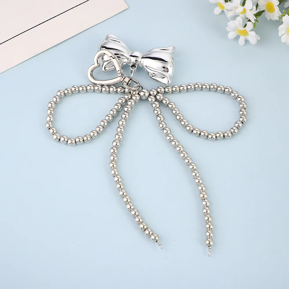 Beaded Pearl Bow Keychain Y2K Bag Charm Cute Gift Accessory - Image 9
