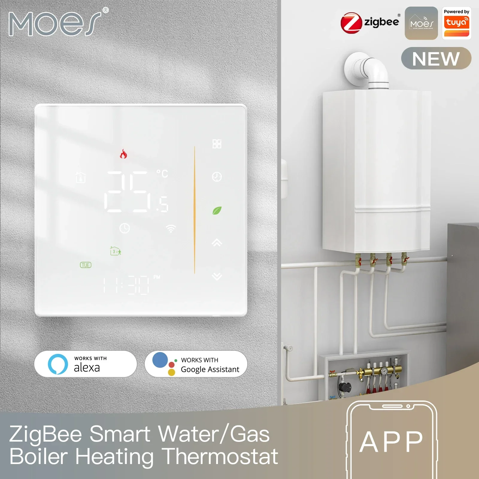 ZigBee Thermostat Wall Mounted Glass Panel Hub Compatible Fall 2025 Energy Saving - Image 10