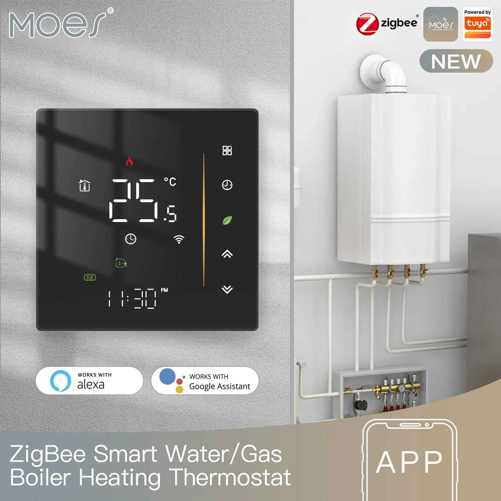 ZigBee Thermostat Wall Mounted Glass Panel Hub Compatible Fall 2025 Energy Saving - Image 11