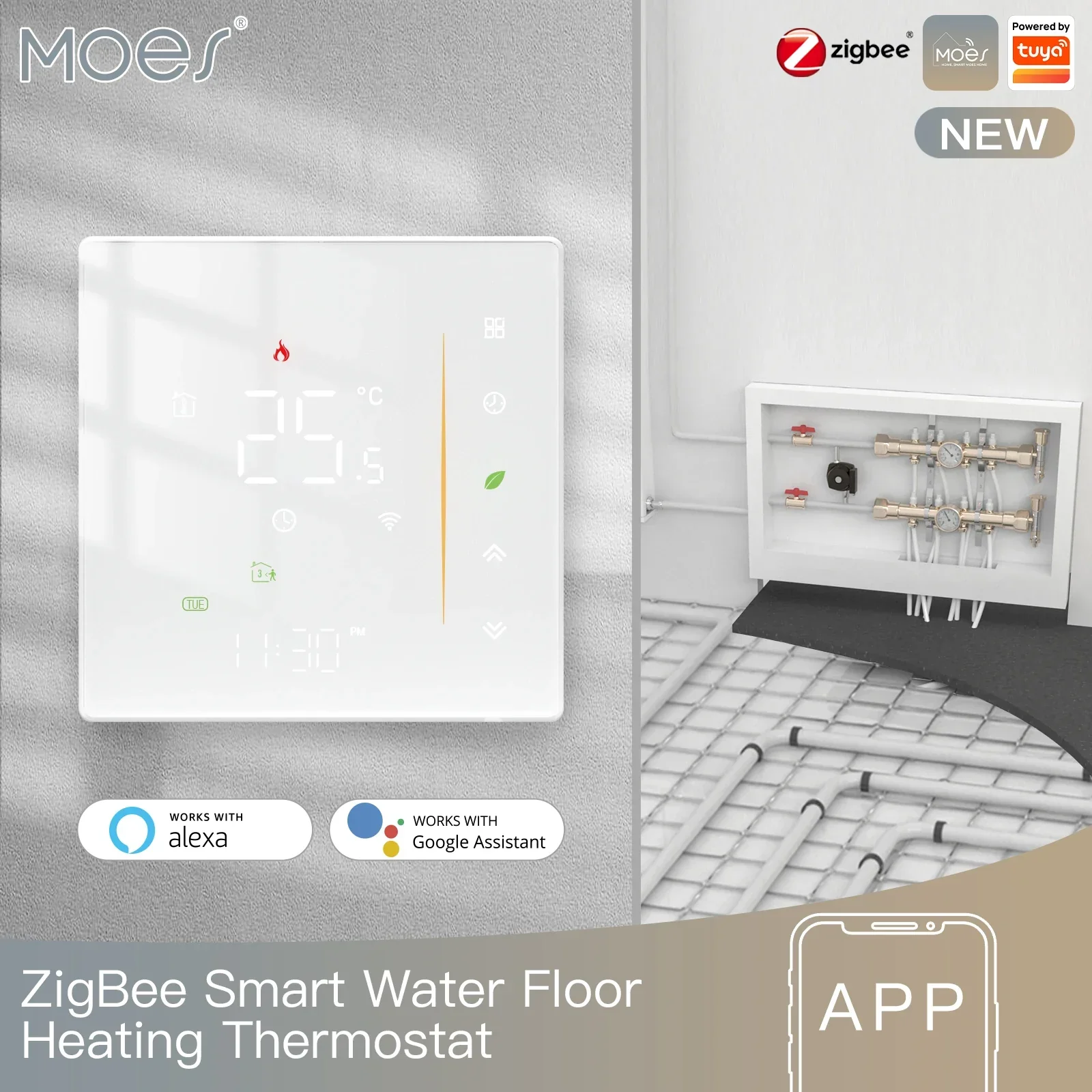 ZigBee Thermostat Wall Mounted Glass Panel Hub Compatible Fall 2025 Energy Saving - Image 7