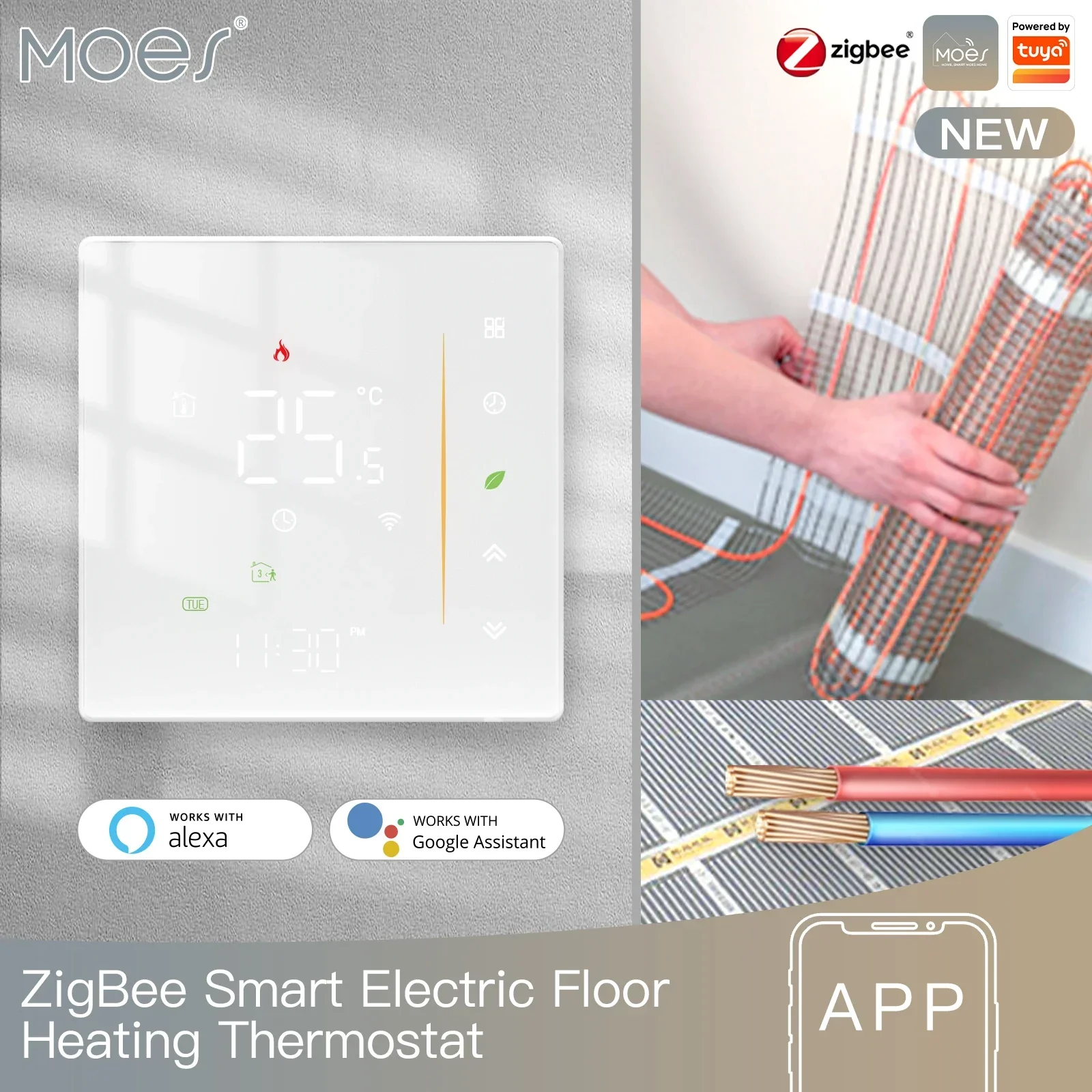 ZigBee Thermostat Wall Mounted Glass Panel Hub Compatible Fall 2025 Energy Saving - Image 8