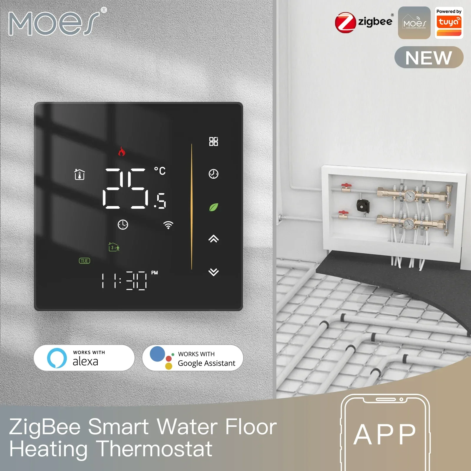 ZigBee Thermostat Wall Mounted Glass Panel Hub Compatible Fall 2025 Energy Saving - Image 9