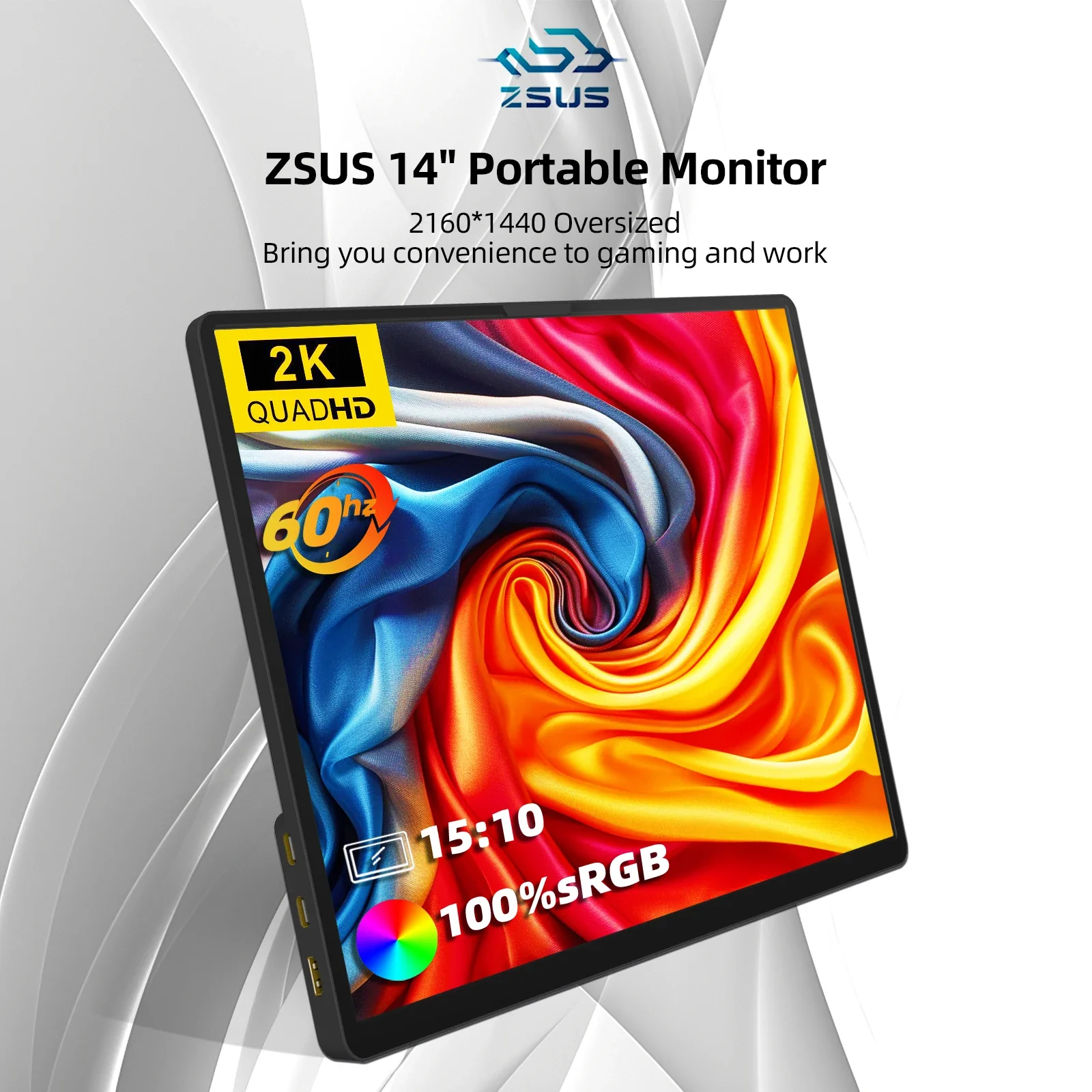 2K 14 Inch Portable Monitor 60Hz HDR Lightweight Travel - Image 7